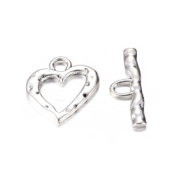 Antique Silver Tibetan Style Toggle Clasps, Zinc Alloy, Heart, Lead Free and Cadmium Free, Antique Silver, 26x23x2mm, Hole: 5mm