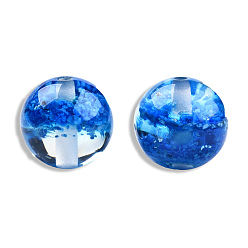 Bleu Moyen  Des perles de résine transparentes, ronde, bleu moyen, 12x11.5mm, Trou: 1.6~1.8mm