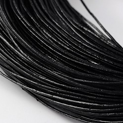 Negro Cordón de cuero de vaca, cable de la joyería de cuero, material de toma de bricolaje joyas, rondo, teñido, negro, 2 mm