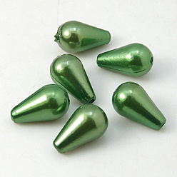 Verdemar Oscuro Abs de plástico imitación perla, lágrima, verde mar oscuro, 10x6 mm, agujero: 1 mm
