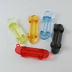 Mixed Color Transparent Acrylic Pendants, Faceted, Leaf, Mixed Color, 26x11x5mm, Hole: 3mm, about 820pcs/500g