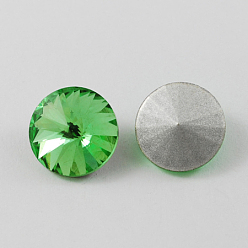 Light Green Glass Pointed Back Rhinestone, Rivoli Rhinestone, Back Plated, Cone, Light Green, 12x6mm