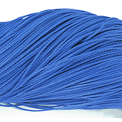 Royal Blue Round Waxed Polyester Cord, Taiwan Waxed Cord, Twisted Cord, Royal Blue, 1mm, about 415.57 yards(380m)/bundle