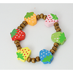 Café Bracelets en bois pour les enfants, beaux bracelets de perles, élastique, Cadeau du jour des enfants, sans plomb, café, 45mm