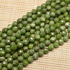 Зеленый Кварц Природных драгоценных камней зеленого кварца круглый шарик нити, граненые, 10 мм, отверстие : 1.2 мм, около 40 шт / нитка, 15.74 дюйм