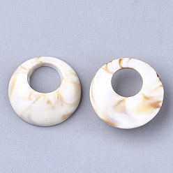 Linen Acrylic Pendants, Imitation Gemstone Style, Flat Round, Linen, 19.5x6mm, Hole: 8mm, about 460pcs/500g