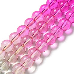 Rose Foncé Brins de perles de quartz synthétiques teints et chauffés, perles rondes de couleur dégradée, rose foncé, 8mm, Trou: 1mm, Environ 55~56 pcs/chapelet, 15.55''~15.75'' (39.5~40 cm)