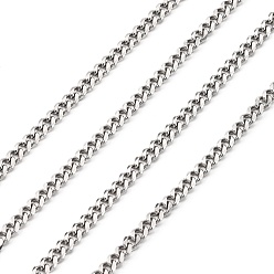 Stainless Steel Color 304 Stainless Steel Cuban Link Chains, Chunky Curb Chains, Faceted, Unwelded, Stainless Steel Color, 11x4mm