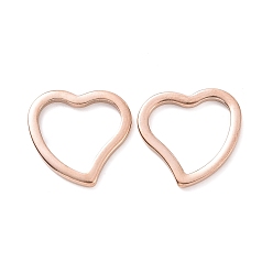 Розовое Золото 304 нержавеющей стали связывающий кольца, сердце, розовое золото , 14.5x15x1.5 мм, отверстие : 12x10 мм