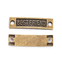 Antique Bronze Tibetan Style Links connectors for Friendship, Cadmium Free & Nickel Free & Lead Free, Rectangle with Word Best Friend, Antique Bronze, 9.5x35x2mm, Hole: 3mm