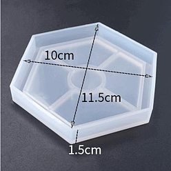 White DIY Hexagon Cup Mat Silicone Molds, Coaster Molds, Resin Casting Molds, White, 115x100x15mm