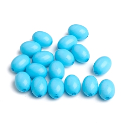 Bleu Ciel Clair Perles acryliques opaques, ovale, lumière bleu ciel, 12x9mm, trou: 2 mm, environ 820 pcs / 500 g