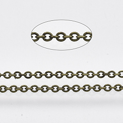 Античная Бронза Латунные кабельные цепи, пайки, с катушкой, овальные, долговечный, без кадмия, без никеля и без свинца, античная бронза, 1.8x1.5x0.5 мм, около 301.83 футов (92 м) / рулон