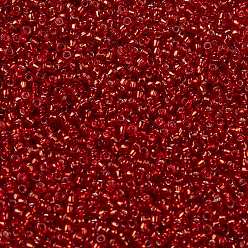 (25B) Silver Lined Siam Ruby Toho perles de rocaille rondes, perles de rocaille japonais, (25 b) rubis siam doublé d'argent, 11/0, 2.2mm, Trou: 0.8mm, environ5555 pcs / 50 g