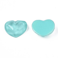 Medium Turquoise Transparent Resin Cabochons, Water Ripple, Heart, Medium Turquoise, 17x21x7.5mm