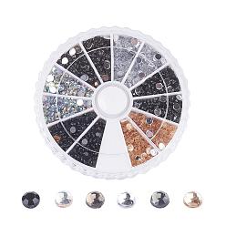 Mixed Color Imitation Taiwan Acrylic Rhinestone Cabochons, Faceted, Half Round, Mixed Color, 3x1mm, about 105pcs/compartment, 1260pcs/box