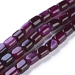 Purple Natural Agate Beads Strands, Dyed & Heated, Column, Purple, 20x15mm, Hole: 1.2mm, about 19pcs/strand, 14.76 inch(37.5cm)