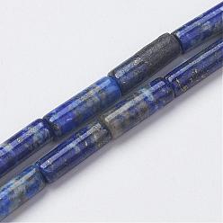 Lapis Lazuli Natural Lapis Lazuli Beads Strands, Tube, 13~14x3.5~5mm, Hole: 1mm, about 29pcs/strand, 15.1~15.7 inch(385~400mm)