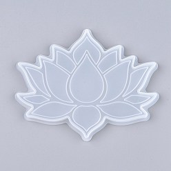 White Lotus Cup Mat Silicone Molds, Resin Casting Molds, UV Resin & Epoxy Resin Craft Making, White, 127x160x11mm, Inner Diameter: 122X155mm