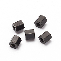 Electrophoresis Black 304 Acier inoxydable perles d'espacement, hexagone, électrophorèse noir, 3.2x3.2x3mm, Trou: 1.4mm