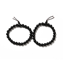 Obsidienne Bracelet extensible en perles de gourde d'obsidienne naturelle pour femme, diamètre intérieur: 2-1/4 pouce (5.7 cm)