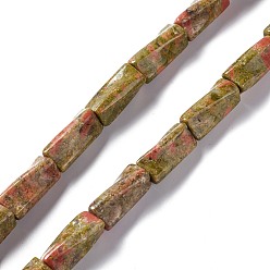 Unakite Natural Unakite Beads Strands, Twist Column, 19~21.5x8~9.5x8~9.5mm, Hole: 1.2mm, about 20pcs/strand, 15.67''~16.34''(39.8~41.5cm)