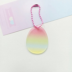 Champagne Yellow Gradient Color Transparent Acrylic Keychain Blanks, with Random Color Ball Chains, Easter Egg, Champagne Yellow
