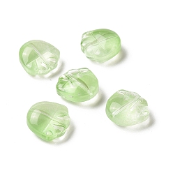 Verde Claro Perlas de vidrio pintado en aerosol transparente, impresión de garra de oso, verde claro, 14x14x7 mm, agujero: 1 mm