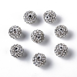 Crystal Grade A Rhinestone Pave Disco Ball Beads, for Unisex Jewelry Making, Round, Crystal, PP13(1.9~2mm), 14mm, Hole: 1.5mm