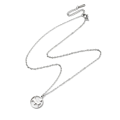 Stainless Steel Color 304 Stainless Steel Pendaant Necklaces, Hollow Cat, Stainless Steel Color, 17.95 inch(45.6cm)