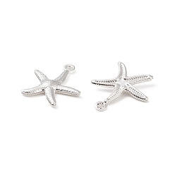 Silver 304 Stainless Steel Pendants, Starfish/Sea Stars, Silver, 17.5x15.5x2mm, Hole: 1mm