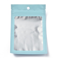 Bleu Clair Sac de fermeture à glissière en plastique, sacs de rangement de couleur dégradée, sac auto-scellant, joint haut, avec fenêtre et trou de suspension, rectangle, bleu clair, 15x10x0.25 cm, épaisseur unilatérale : 3.9 mil(0.1mm), 95~100 pcs /sachet 
