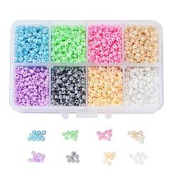 Color mezclado 1 caja 8/0 cuentas de semillas de vidrio redondas cuentas espaciadoras sueltas, color mezclado, 3 mm, agujero: 1 mm, sobre 4200 unidades / caja
