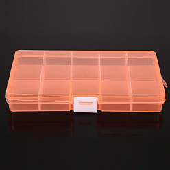 Коралловый 15 сетки прозрачные пластиковые съемные контейнеры для гранул, с крышками и белыми застежками, прямоугольные, коралл, 17.4x9.8x2.2 см