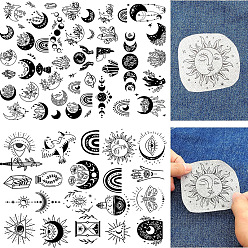 Sun A4 Bohemian Style Water Soluble Fabric, Wash Away Embroidery Stabilizer, Moon/Rainbow, Sun, 297x210mm, 2 sheets/set