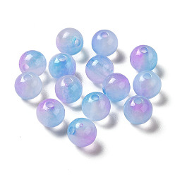 Bleu Ciel Clair Perles acryliques transparentes, deux tons, ronde, lumière bleu ciel, 7.5x7mm, Trou: 1.8mm, environ: 1900~2000 pcs / 500 g