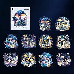 Marina Azul Pegatinas de papel decorativas de plástico para mascotas, para álbumes de recortes, cuaderno, diario, fabricación de la tarjeta, álbum, calendarios, diy artesanía, seta, azul marino, 80x80 mm, 10 hojas / conjunto