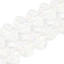 Clair Transparentes perles de verre de galvanoplastie brins, arc-en-ciel plaqué, tête crâne, clair, 13x10x6mm, Trou: 1mm, Environ 65 pcs/chapelet, 25.59'' (65 cm)