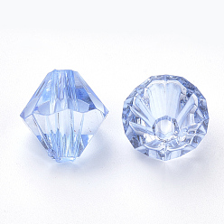 Bleu Acier Clair Perles acryliques transparentes, Toupie, bleu acier clair, 4x4mm, Trou: 1.2mm, environ17000 pcs / 500 g