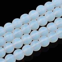 WhiteSmoke Imitation Opalite Glass Beads Strands, Frosted, Round, WhiteSmoke, 6~6.5mm, Hole: 1.4mm, about 67~70pcs/strand, 14.76 inch~15.16 inch(37.5~38.5cm)