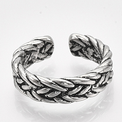 Античное Серебро Сплав манжеты кольца пальцев, широкая полоса кольца, античное серебро, Размер 7, 17 мм