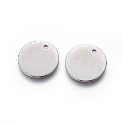 Stainless Steel Color 304 Stainless Steel Charms, Stamping Blank Tag, Flat Round, Stainless Steel Color, 16x0.8mm, Hole: 1.4mm