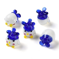 Medium Blue Handmade Lampwork Beads Strands, Chick, Medium Blue, 16~17x17~17.5x14~14.5mm, Hole: 2.2mm, about 30pcs/strand, 18.50''~18.90''(47~48cm)