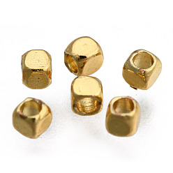 Real 18K Gold Plated Rack Plating Brass Spacer Beads, Long-Lasting Plated, Cube, Real 18K Gold Plated, 1.8x1.8x1.8mm, Hole: 1.2mm