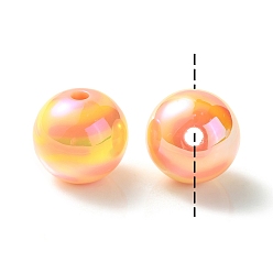 Orange UV Plating Rainbow Iridescent Acrylic Beads, Round, Orange, 16mm, Hole: 3mm