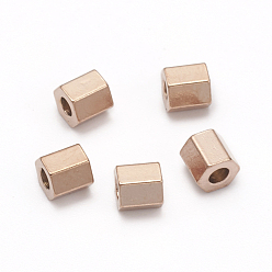 Oro Rosa Revestimiento iónico (ip) 304 cuentas espaciadoras de acero inoxidable, hexágono, oro rosa, 3.2x3.2x3 mm, agujero: 1.4 mm