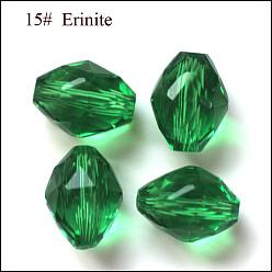 Зеленый Имитация Австрийские кристаллические шарики, класс AAA, граненые, овальные, зелёные, 8x6 мм, отверстие : 0.7~0.9 мм