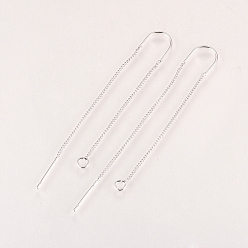 Real Platinum Plated Brass Stud Earring Findings, with Loop, Ear Threads, Nickel Free, Real Platinum Plated, 103mm, Hole: 2mm, Pin: 0.8mm