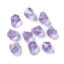 Pourpre Moyen Verre imitation perles de cristal autrichien, facette, diamant, support violet, 10x9mm, Trou: 1mm