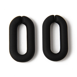 Black Rubberized Style Acrylic Linking Rings, Quick Link Connectors, For Cable Chains Making, Oval, Black, 20x11x3mm, Inner Diameter: 13.5x4mm